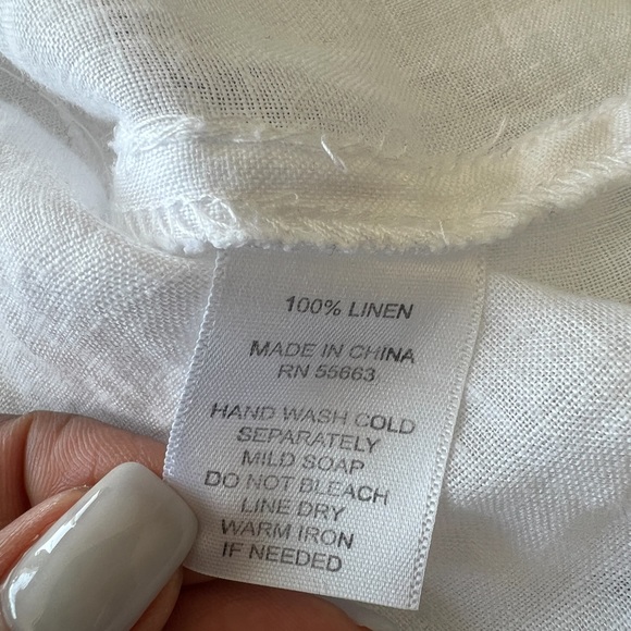 FORCYNTHIA BEACHWEAR LINEN POPOVER TOP POCKETS Excellent Pre-Owned Condition MED - Picture 6 of 8